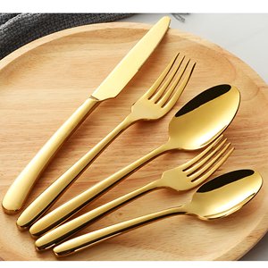 Nuevo Juego de Cubiertos de Acero Inoxidable Chapado en Oro con Mango de Diseño para Bodas y Cenas en Casa - Product Image 5
