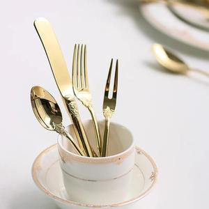 Couverts de mariage en acier inoxydable de luxe Offre Spéciale, plaqués or, beau design, poignée, couverts, cuillère et fourchette, ensemble sûr et sain - Product Image 4