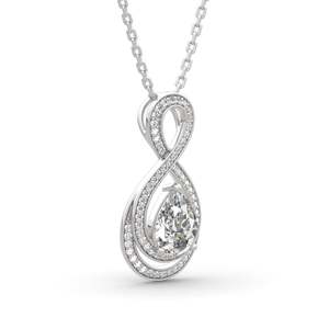 Jeulia Infinity Love Pear Cut Rhodium Plated Sterling Silver Necklace with Zircon and Diamond - Product Image 2