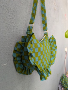 Sac à bandoulière vintage en coton fait main à carreaux géométriques, style bohème japonais, avec fermeture éclair, pour femme - Product Image 6