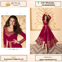 Présentation de la nouvelle fausse georgette avec travail de broderie Anarkali avec Dupatta brodé