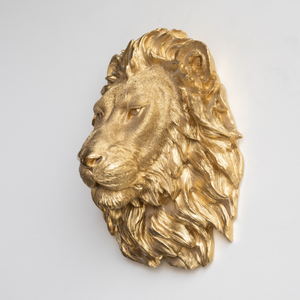 Cara De León fundida de latón AK chapado en oro decorativo para decoración del hogar caras de animales colgantes de pared - Product Image 2