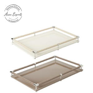 Stylish Round Golden Decorative <b>Tray</b> with Textured Design Perfect for Dining Centerpiece Organizer and Home Accents Decor - Product Image 6