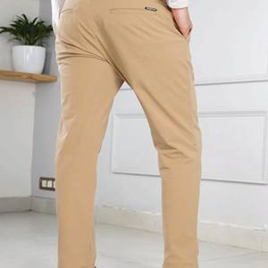 Pantalones informales de estilo callejero para hombre, pantalones elásticos para hombre, cintura súper flexible, ajustados, Pantalones chinos cónicos delanteros planos, pantalones de vestir - Product Image 6