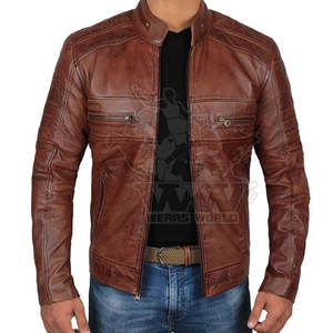 Veste en cuir de vache véritable noire de haute qualité pour homme, col montant et logo frontal, veste d'hiver respirante et écologique 2025 - Product Image 2