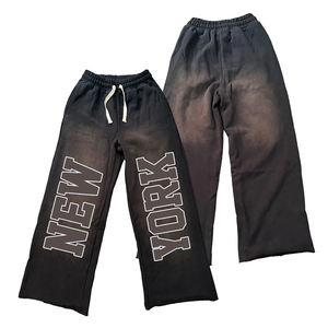 Wholesale Men's Sweatpants Acid <b>Wash</b> Flare Sweatpants Jogger Pant For Men With Elastic Waste And Screen Printed Logo - Product Image 4