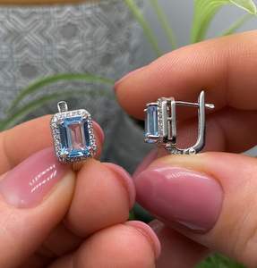 Pendientes de Topacio Azul Cielo, Piedra Preciosa Natural, Plata de Ley 925, Chapados en Oro, Joyería Fina y Bonita para Mujer, Aniversario, Fiesta - Product Image 2