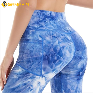 SAMAVIA Pantalones cortos de gimnasio de cintura alta para mujer con cierre de cintura elástica Pantalones cortos de yoga con estampado sublimado Fabricante para Reino Unido UE - Product Image 3