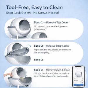 Bac à litière pour chat autonettoyant automatique intelligent avec contrôle par application Contrôle des odeurs de grande taille et entièrement fermé pour les maisons multi-chats - Product Image 6