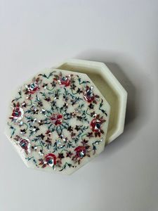 Joyero cuadrado de nácar de mármol blanco de alta calidad para anillos, collares, embalaje, regalo de decoración del hogar y negocios - Product Image 5