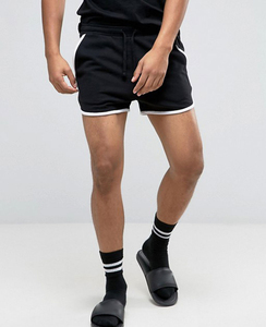 Pantalones cortos de satén de algodón y poliéster transpirables para correr en blanco con cordones de rizo francés personalizados a granel para hombres - Product Image 4