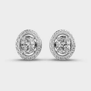 7*5 Mm Flottant Halo Oval Cut Lab Grown Diamond Boucles d'oreilles 14k Solid Gold Charm Push Back Boucles d'oreilles à breloques pour femmes - Product Image 3