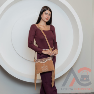 กระเป๋าหนังนิ่มปักตะเข็บสำหรับผู้หญิง, กระเป๋าหนังแท้สไตล์ตะวันตกกระเป๋าถือหนังวัวสไตล์โบฮีเมียน - Product Image 4