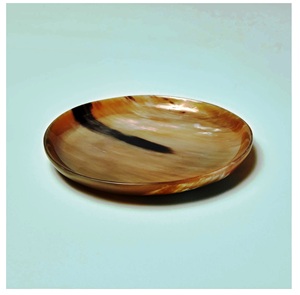 Boîte à lunch ronde ovale vintage moderne en corne de buffle naturelle bol à salade rustique avec cuillère pour fête - Product Image 2