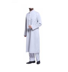 Round Neck Plain Solid Color Islamic Dress Muslim <b>Men</b> Al Daffah Thobes Jubba <b>Thobe</b> for <b>Mens</b> Chest Pocket Patch Daffah Thobes - Product Image 3