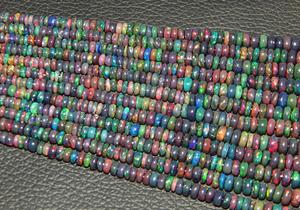 Cuentas de piedra Rondelle lisas de ópalo negro etíope de primera calidad para la fabricación de joyas y manualidades - Product Image 5