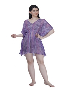 ชุดเดรสสั้นผ้าชีฟองพิมพ์ลายสำหรับชายหาดของผู้หญิงชุดคลุมว่ายน้ำบิกินี่คอวีคลุมชายหาดและชุดว่ายน้ำสำหรับผู้หญิง2025 - Product Image 1