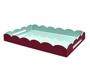 Grand plateau à pétoncles laqué bicolore décoratif ottoman plateau de service pour table basse maison hôtel restaurant utilisation - Product Image 2