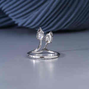 Anillo de Oro Blanco de 14 Quilates con Dos Diamantes Cultivados en Laboratorio con Corte de Pera, Anillo de Lujo para Mujer con Calidad VS EF, Regalo de Aniversario Toi et Moi, 1.30ctw - Product Image 3