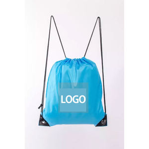 Custom Logo Blue Polyester Drawstring Backpack Portable Sport Bag Plain Dyed Nonwoven Style OEM Supplier - Product Image 6