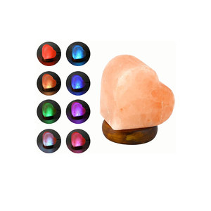 Lámpara de sal de luz nocturna USB en forma de corazón con base de madera Diseño doble Pulido Estilo Feng Shui Tema de amor-Sian Enterprises - Product Image 4