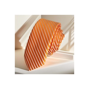 <b>Orange</b> Self-Striped Jacquard Woven Microfiber Thin Fashion Slim <b>Tie</b> for <b>Men</b> - Product Image 1
