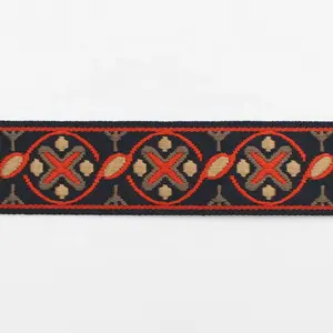 Sản xuất 50 mét Polyester cổ điển dân gian hình học dệt Jacquard Ribbon TRIM cho túi xách may mặc phụ kiện