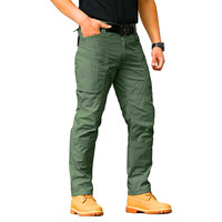 Pantalon de Combat Cargo en Toile de Polyester Léger Unisexe, Coupe-Vent, Fermeture Éclair, Style Plat Devant, Travail en Plein Air, Randonnée, Plus Size Mid