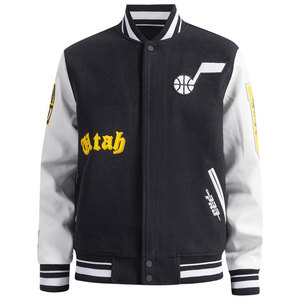 Veste d'université en polaire noire classique faite à la main conception à rayures blanches personnalisée de haute qualité veste d'hiver grande taille pour hommes basse quantité minimale de commande - Product Image 1