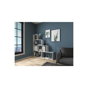 Scala Handcrafted Modern Design 6-Tier <b>White</b> Ladder Shelf <b>Bookcase</b> Office Organizer Living Room Organization Made in Turkey - Product Image 3