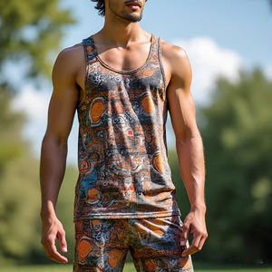 Camiseta sin mangas deportiva ligera de verano con estampado personalizado para hombre, Camiseta deportiva para correr para hombre, camiseta sin mangas personalizada - Product Image 2