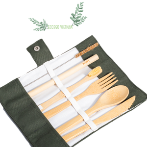 Ensemble de couverts en bambou vietnamien en gros voyage fabriqué en matériau de haute qualité et gravure gratuite du logo laser d'Eco2go Vietnam - Product Image 1