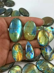 Cabujón de labradorita de fuego, labradorita dorada Natural, piedra preciosa semipreciosa pulida suave, lote de piedra de forma mixta azul - Product Image 4