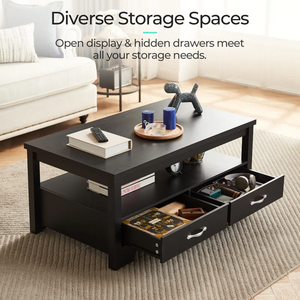 โต๊ะกาแฟทำจากไม้สีดำสไตล์โมเดิร์นห้องนั่งเล่นทำจากไม้เชิงวิศวกรรมที่ทนทาน - Product Image 4