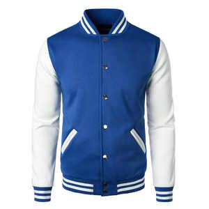 Logotipo personalizado de alta calidad bordado transpirable primavera soporte cuello frente 100% algodón de los hombres Varsity chaqueta de béisbol - Product Image 1