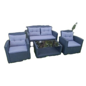 Ensemble de canapés en rotin en aluminium pour jardin extérieur avec coussins en PU Farmhouse Design pour le salon et le patio - Product Image 3