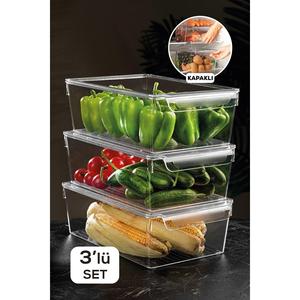 Organizzatore frigorifero trasparente 3 pezzi di medie dimensioni contenitore di conservazione frutta vegetale con coperchio
