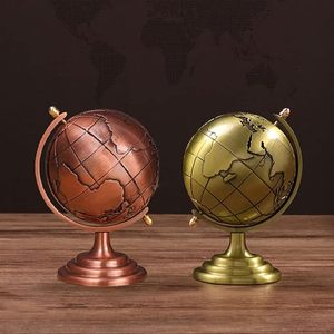 Globo decorativo en soporte negro geografía metal antiguo base de aluminio diseño personalizado decoración del hogar - Product Image 2