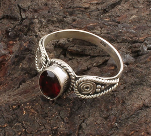 Handmade Bohemian Spiral Design 925 Solid Sterling Silver Gemstone <b>Ring</b> <b>Garnet</b> Women's Vintage Statement Jewelry for Weddings - Product Image 4