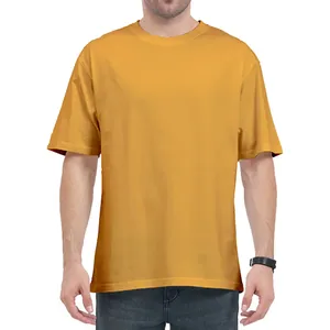 T-shirt 100% coton pour hommes, vêtements de sport, grande taille, tissu doux, logo brodé personnalisable, coupe surdimensionnée de toutes les couleurs - Product Image 3
