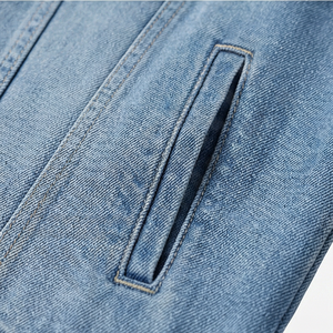 แจ็คเก็ตยีนส์ผู้ชายทรงสลิมฟิต สไตล์ไบค์เกอร์ ขาดๆ แบบวินเทจ สีน้ำเงิน แบบสั่งทำพิเศษ แขนยาว คลาสสิก เสื้อคลุมยีนส์ แจ็คเก็ตยีนส์ผู้ชาย - Product Image 5