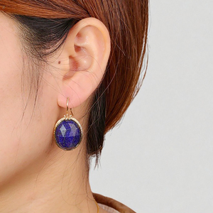 Pendientes colgantes de piedras preciosas de amatista Oval Collet-Pendientes gruesos hechos a mano de oro Vermeil-Pendientes DE PLATA 925-Joyería al por mayor - Product Image 4