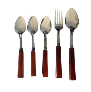 Ensemble de couverts en argent Offre Spéciale, service de couverts en acier inoxydable avec poignée colorée, poli miroir, service de vaisselle pour hôtel - Product Image 2