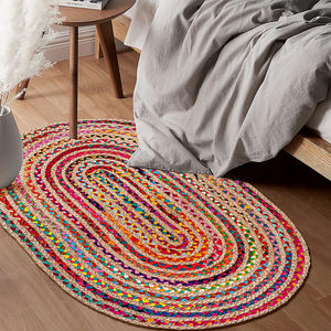 Tapis tressé écologique durable Tapis en jute épais en couleur jute Tapis tressé ovale pour salle à manger, cuisine ou couloir - Product Image 3