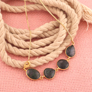 Natural Pear Moss Agate Waist Chain Solid Brass 18k Gold Plating Adjustable Pull Through Body Fashion Jewelry <b>Belt</b> Jewelry - Product Image 4