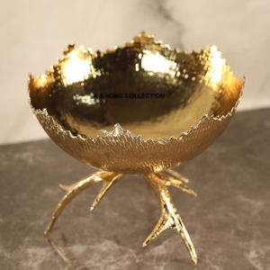 Bol à fruits en fonte d'aluminium moderne et unique décoratif plaqué or servant un bol indien de service bon marché - Product Image 4
