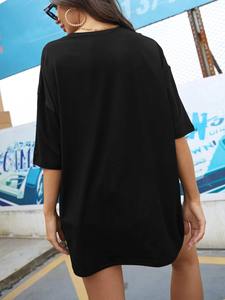 เสื้อยืดสตรีพิมพ์ลายโลโก้ตามสั่งเสื้อยืดโพลีเอสเตอร์ผ้าฝ้ายสีทึบ - Product Image 2