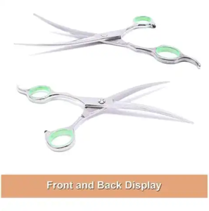 Tijeras de aseo para mascotas de acero inoxidable con revestimiento de oro de 7,5 ", tijeras curvas de adelgazamiento 66t para aseo canino - Product Image 2