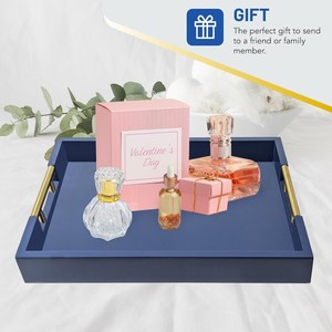 ถาดเสิร์ฟกาแฟออตโตมันสีกรมท่าพร้อมถาดเสิร์ฟสีทองสำหรับตกแต่งทันสมัย - Product Image 3