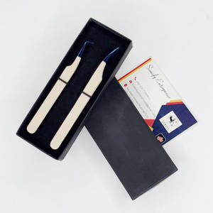 Pince à épiler d'extension de cils de marque privée de couleur nue forte tenue mince volume mince 90 degrés de dauphin maigre conception durable - Product Image 2